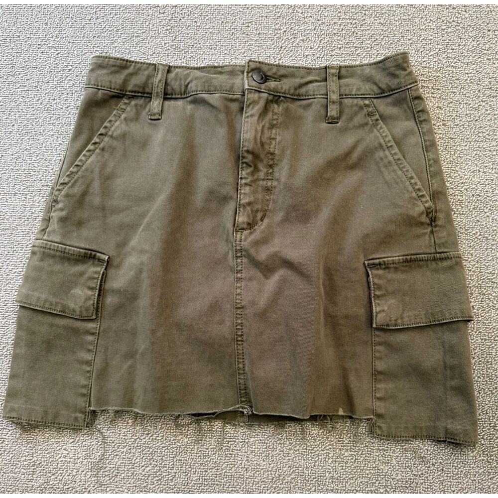 Joe's Jeans Women's 26 Green Cargo Mini Skirt Raw Hem Distressed